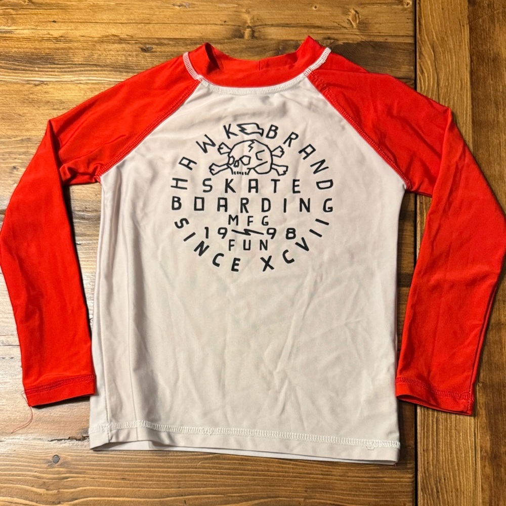Tony Hawk Brand Red and White Long Sleeve Shirt (Youth 5-6)